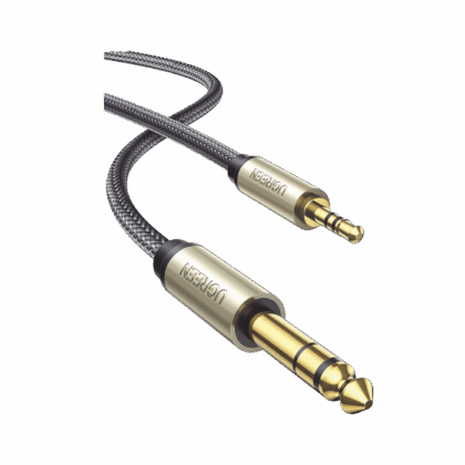 Cable Audio Estéreo 3.5mm (1/8") TRS a 6.35mm (1/4") TS / 1 Metro / Audio de Hi-Fi / Trenza de Nylon / Blindaje Múltiple / Caja de Aleación Zinc / Núcleo de Cobre Puro / Compatibilidad Universal