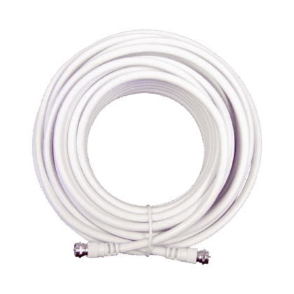 Jumper Coaxial con Cable Tipo RG-6 en Color Blanco de 15.24 Metros de Longitud y Conectores F Macho en Ambos Extremos. 75 Ohm de Impedancia.
