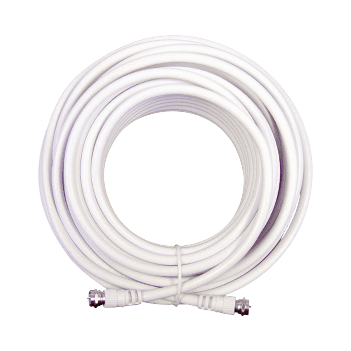 Jumper Coaxial con Cable Tipo RG-6 en Color Blanco de 15.24 Metros de Longitud y Conectores F Macho en Ambos Extremos. 75 Ohm de Impedancia.