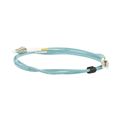 Jumper de Fibra Óptica Multimodo 50/125 XGLO OM3, LC-LC Duplex, OFNR, Color Aqua, 2 Metros