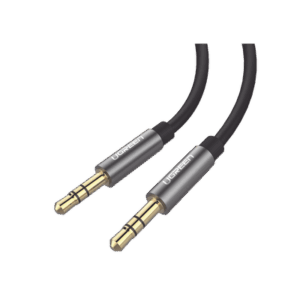 Cable Auxiliar 2 Metros / Conector 3.5mm a 3.5mm / Macho a Macho / Cubierta de TPE / Carcasa de Aluminio / Color Negro