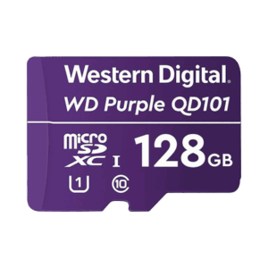 Memoria microSD de 128 GB PURPLE, Especializada Para Videovigilancia, 10 VECES MAYOR DURACIÓN, 3 AÑOS DE GARANTIA