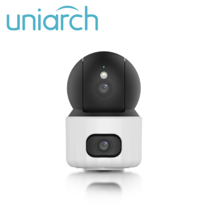 CAMARA IP DOBLE LENTE WIFI UNIARCH UHO-S3S-M33D / 3MP+3MP / LENTES 4MM / DWDR / IR10M / LUZ-CALIDA (DUAL-LIGHT) / MICROSD512GB / MICROFONO+ALTAVOZ-INTEGRADO / HUMAN-BODY-DETECTION / DETECCION-VEHICULO-MASCOTA-LLANTO / USB-C / INTERIOR / SERIE PANDA