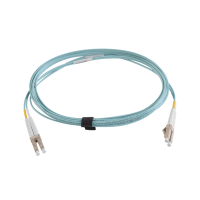 Jumper de Fibra Óptica Multimodo 50/125 XGLO OM4, LC-LC Duplex, OFNR, Color Aqua, 10 Metros