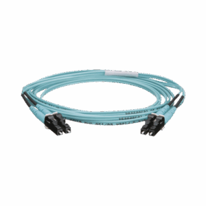 Jumper de Fibra Optica Multimodo 50/125 OM4, LC-LC Duplex, OFNR (Riser), Color Aqua, 2 Metros
