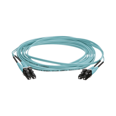 Jumper de Fibra Optica Multimodo 50/125 OM4, LC-LC Duplex, OFNR (Riser), Color Aqua, 10 Metros