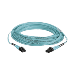 Jumper de Fibra Optica Multimodo 50/125 OM3, LC-LC Duplex, OFNR (Riser), Color Aqua, 15 Metros