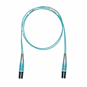 Jumper de Fibra Optica Multimodo 50/125 OM3, LC-LC Duplex, LSZH (Cero Halógenos), Color Aqua, 1 Metro