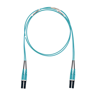 Jumper de Fibra Optica Multimodo 50/125 OM3, LC-LC Duplex, LSZH (Cero Halógenos), Color Aqua, 1 Metro