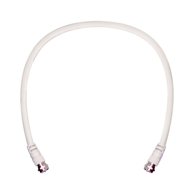 Jumper Coaxial con Cable Tipo RG-6 en Color Blanco de 60.96 centímetros de Longitud y Conectores F Macho en Ambos Extremos. 75 Ohm de Impedancia.