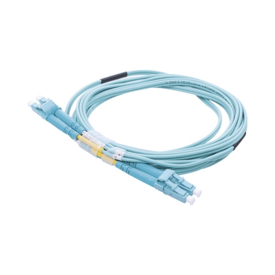 Jumper de Fibra Óptica Multimodo OM3 50/125 LC-LC OFNR (Riser), 2.0 mm, Dúplex, Aqua, 3 metros