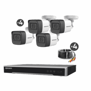 Kit TURBOHD 5 Megapixel / DVR 4 Canales / 4 Cámaras de 5 Megapixel con Micrófono Integrado / 4 Cables 18 Metros / Fuente de Poder Profesional