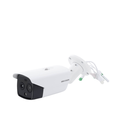Bala IP Dual / Térmica 6.9 mm (256 x 192) / Óptico 6.4 mm (4 Megapixel) / 30 mts IR / Exterior IP67 / PoE / Termométrica / Detección de Temperatura / Sirena y Luz Intermitente Integrada / Micro SD - Image 2