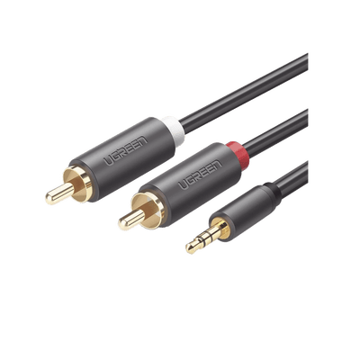 Cable Adaptador de 3.5mm Macho a 2 RCA Macho / 3 Metros / Color Gris / Blindaje Múltiple / ABS / Alta Calidad - Image 2