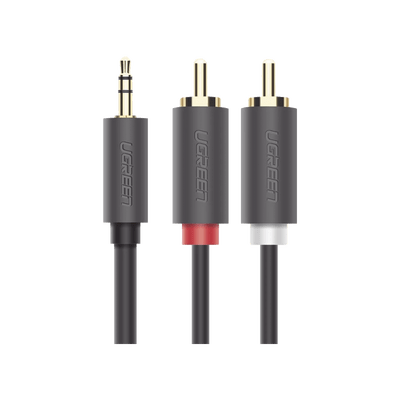 Cable Adaptador de 3.5mm Macho a 2 RCA Macho / 3 Metros / Color Gris / Blindaje Múltiple / ABS / Alta Calidad - Image 3