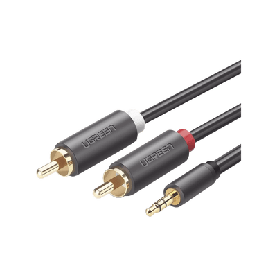 Cable Adaptador de 3.5mm Macho a 2 RCA Macho / 5 Metros / Color Gris / Blindaje Múltiple / ABS / Alta Calidad - Image 3