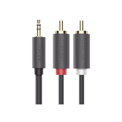 Cable Adaptador de 3.5mm Macho a 2 RCA Macho / 5 Metros / Color Gris / Blindaje Múltiple / ABS / Alta Calidad - Image 4