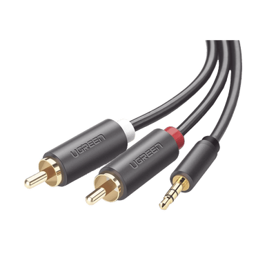 Cable Adaptador de 3.5mm Macho a 2 RCA Macho / 5 Metros / Color Gris / Blindaje Múltiple / ABS / Alta Calidad - Image 2