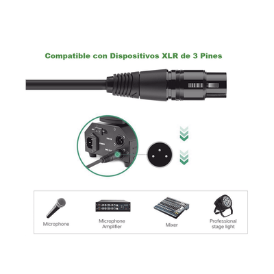 Cable para Micrófono Plug 6.35 mm (1/4 Inch) Macho a XLR Canon Hembra / Núcleo de Cobre / 5 Metros / Alta Calidad / Color Negro - Image 5