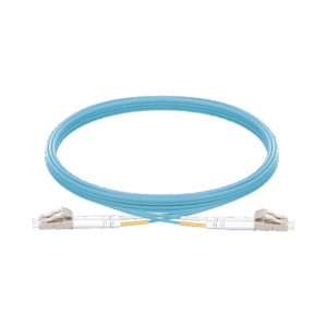 Jumper de Fibra Óptica Multimodo OM3 50/125 LC-LC OFNR (Riser), 2.0 mm, Dúplex, Aqua, 5 metros