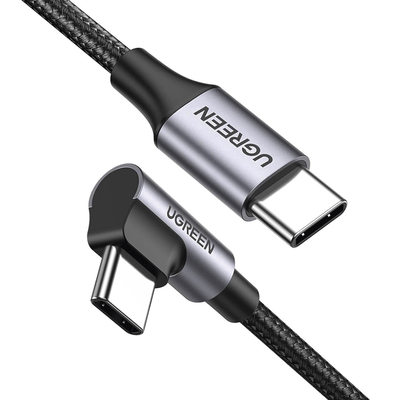 Cable USB-C a USB-C | 1 Metro | Conector con Ángulo Recto de 90° | Carga Rápida de hasta 60W | 480 Mbps | PD3.0 | QC4.0/3.0/2.0 | FPC | AFC | Protección Integrada| Caja de Aluminio | Nylon Trenzado | Color Negro. - Image 2
