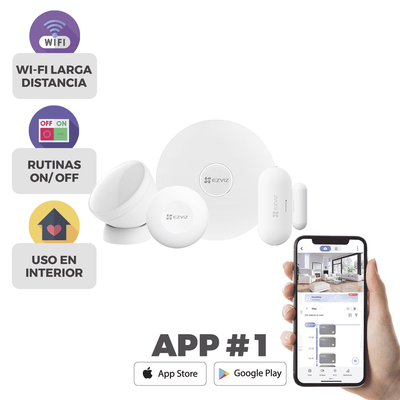 Kit de Alarma Inalambrico / Incluye: 1 Hub, 1 Sensor PIR, 1 Contacto Magnético y 1 Smart Boton / Configuración y Visualización por App Móvil EZVIZ / Protocolo Zigbee - Image 2