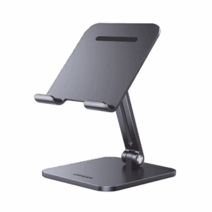 Soporte de Aluminio para IPad & Tablet | Plegable |Angulo Ajustable de 180° y 270° | Base Antideslizante | Protección  de Silicona | Amplia Compatibilidad con dispositivos de 7.9'' a 12.9'' | Aluminio Solido | Color Gris