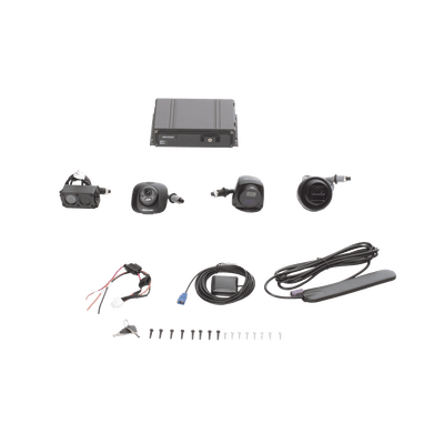 Kit DVR Móvil 1080P / Incluye 4 Cámaras TURBOHD 1080P / Modulo 4G y GPS / Soporta Memoria SD / Visualización por Hik-Connect Teams