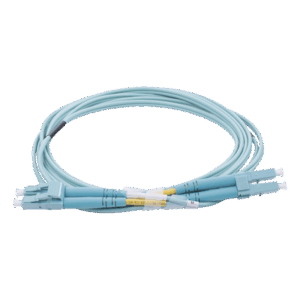 Jumper de Fibra Óptica Multimodo OM4 50/125 LC-LC OFNR (Riser), 2.0 mm, Dúplex, Aqua, 2 metros
