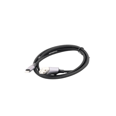 Cable USB-A a Lightning | 1 Metro | Certificado MFi | Carga Rápida 5V/2.4 A | 480 Mbps | Conector C94 | Adecuado para iPhone, iPad y iPod | Protección Integrada | Caja de Aluminio | Nylon Trenzado | Color Negro. - Image 2