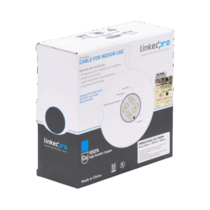 Bobina de cable de 100m, Cat5e, 24 AWG, color Gris, UL, para aplicaciones en videovigilancia, redes de datos. Uso Interior