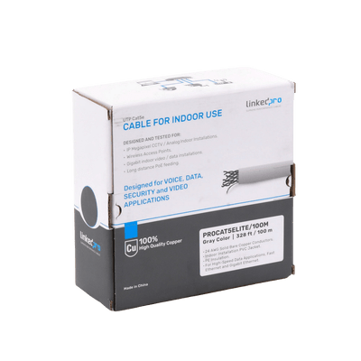 Bobina de cable de 100m, Cat5e, 24 AWG, color Gris, UL, para aplicaciones en videovigilancia, redes de datos. Uso Interior - Image 3