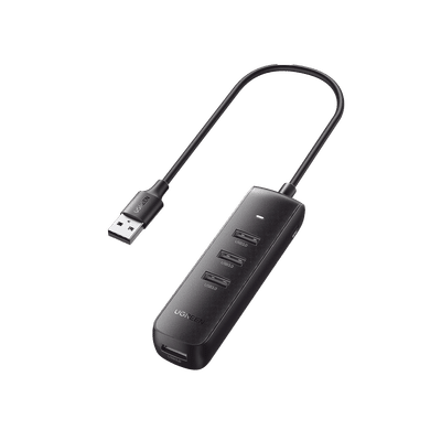 HUB USB-A 3.0 4 en 1 | 4 Puertos USB-A 3.0 (5Gbps) | Cable de 25 cm | Indicador Led | Ideal para Transferencia de Datos | Entrada USB-C para alimentar equipos de mayor consumo como discos duros | Color Negro.