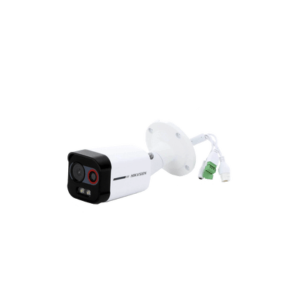 Bala IP Dual / Térmica 2.6 mm (96 x 72) / Óptico 6 mm (4 Megapixel) / Detección de Intrusión por VCA 30 mts /30 mts Luz Blanca / Exterior IP67 / PoE / Sirena y Luz Intermitente Integrada / Micro SD / ColorVu y ACUSENSE - Image 4