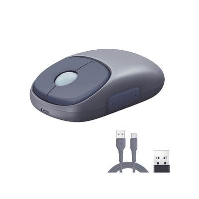 Mouse Inalámbrico FUN | Recargable| 2.4G & Bluetooth | 4 Niveles de DPI | Silencioso | Ergonómico | 5 Botones | Compatible con Windows, macOS 10.5, Android iOS Linux y Chrome OS | Color Azul. - Image 2