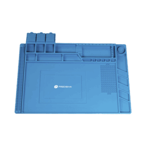 Tapete de silicona de 45 x 30 cm, resistente al calor con áreas magnéticas y de almacenamiento de componentes, ideal para la reparación de equipos y tarjetas electrónicas.