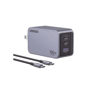 Cargador de 100W serie Nexode Pro | 3 Puertos de Carga Rápida | 2 USB-C | 1 USB-A | Tecnología GaNInfinity | PD3.1 de 100W / QC4.0 | Tecnología de Protección Térmica | Optimiza la Carga | Caja de Aluminio | Incluye Cable