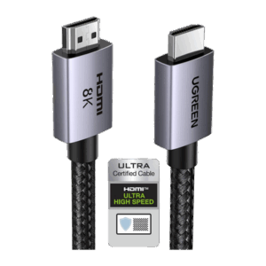 Cable HDMI 2.1 de 8K@60Hz | 2 m | 48Gbps | HDR10+ | 3D Inversivo| eARC | Dolby ATMOS |   VVR | QMS | QFT | ALLM | 3 modos de Visualización | Certificado HDMI 8K | Niquelado | Nylon Trenzado | Carcasa de Aluminio.