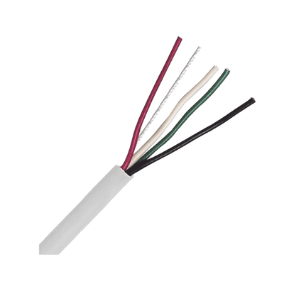 Bobina de Cable 305 Metros: 4 x 18 AWG, Color Blanco, CM, Para Sistemas de Seguridad y Alarmas