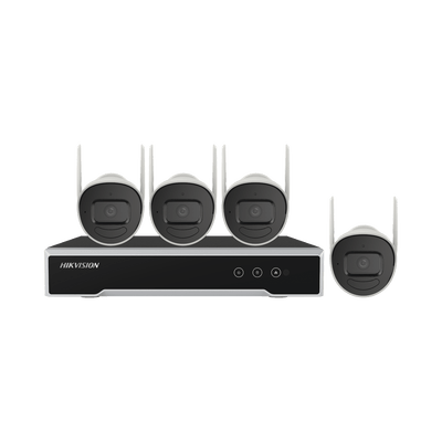 Kit IP Inalámbrico 1080p / NVR 4 Canales / 4 Cámaras Bala para Exterior / 1 HDD de 1 TB / Modo Repetidor