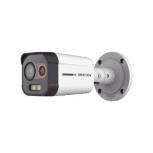 Bala IP Dual / Térmica 1.3 mm (96 x 72) / Óptico 4 mm (4 Megapixel) / Detección de Excepciones de Temperatura 30 mts /30 mts Luz Blanca / Exterior IP67 / PoE / Sirena y Luz Intermitente Integrada / Micro SD / ColorVu y ACUSENSE