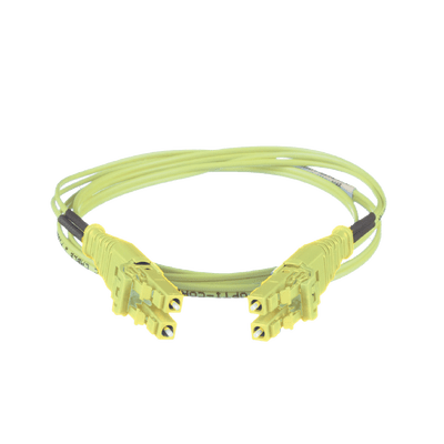 Jumper de Fibra Óptica Multimodo 50/125 OM5, LC-LC Uniboot Duplex, LSZH, Color Verde Lima, 2 Metros