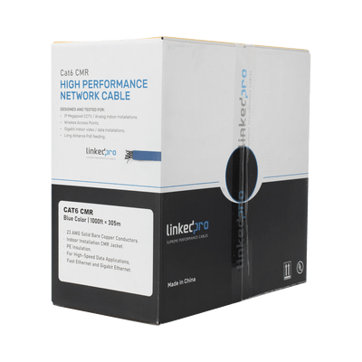 Bobina de cable de 305 metros Cat6+, CMR, CALIBRE 23 ALTO RENDIMIENTO, ETL,UL, color azul, super flexible, para aplicaciones de video vigilancia, video HD, y redes de datos. Uso interior. - Image 2