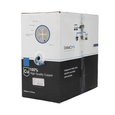 Bobina de cable U/UTP Cat6A de 305 mts, Color Azul, CMR, soporta 10G-BaseT para transmisión de frecuencias de hasta 500MHz, UL