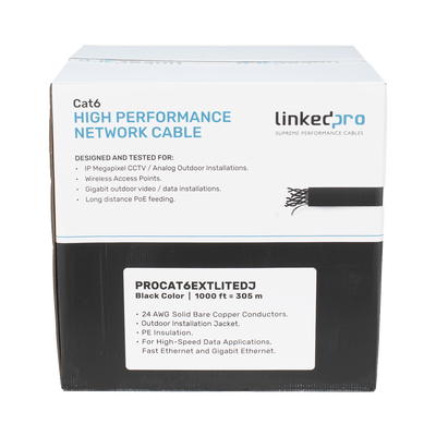 Bobina de Cable UTP 305 m, Cat6 Con DOBLE FORRO, para Exterior, CLIMAS EXTREMOS, Color Negro - Image 3