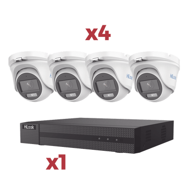 [Kit] DVR 4 Canales TurboHD + 1 Canal IP / 2 Megapixel (1080pLite) / AcuSense Lite / Audio por coaxitron / 1 Bahia de disco duro / 4 Cámaras Metalicas / 2 Megapixel tipo turret / ColorVu Lite + Microfono Integrado