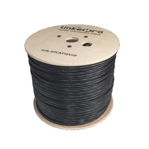 Bobina de Cable Siamés Cat5E CCA + 2 Cables Gruesos (16 AWG) para Alimentar Cámaras Más Lejos / 305m / Instalación en Exterior / Uso Industrial para Climas Extremos