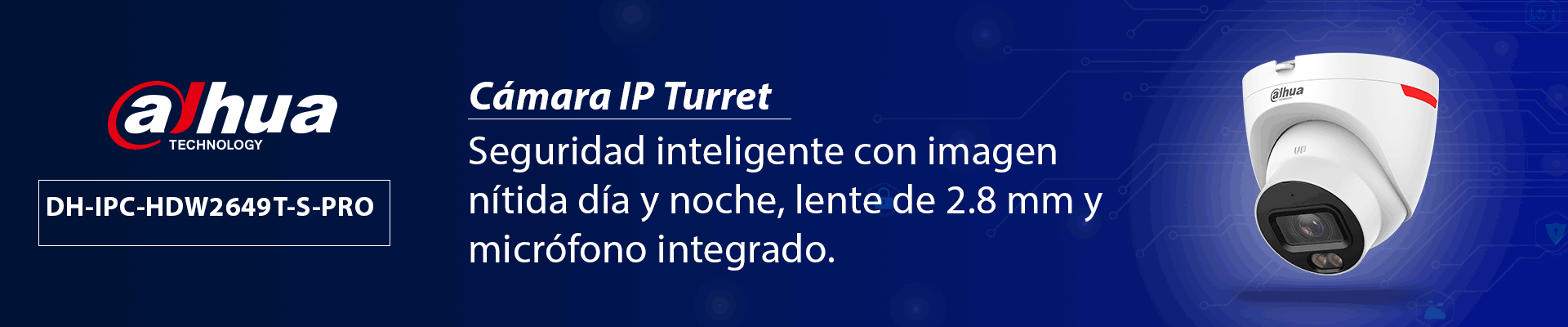 DAHUA DH-IPC-HDW2649T-S-PRO Cámara IP Domo de 6MP / WizColor / WizSense/ IA/ SMD Plus/ Protección perimetral/ Lente de 2.8 mm/ Micrófono integrado/ WDR 120 dB/ Ranura MicroSD/ PoE/ IP67/ - Image 2