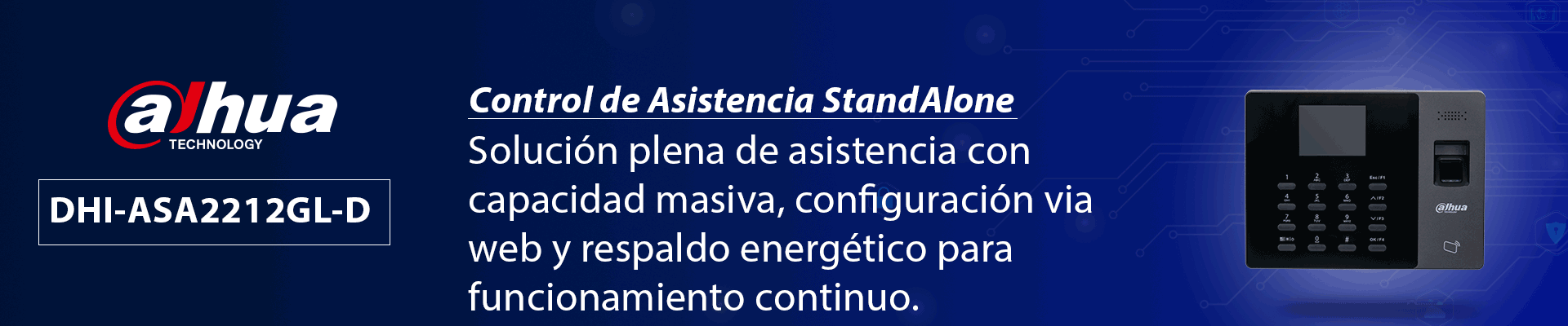 DAHUA DHI-ASA2212GL-D Control de asistencia Stand Alone con tarjeta, contraseña y huellas / Batería incluída 3 horas / 3,000 tarjetas ID /  3,000 usuarios / 3,000 huellas / 100,000 Registros / conexión TCP/IP / Registro  P2P y DHCP - Image 2