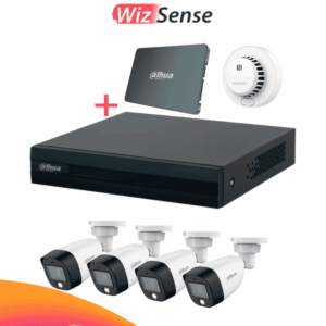 DAHUA PAQ-DH-KIT/XVR1B04-I-SSD(512G)/4-H-DHI-HY-SA13A - Kit FullColor de 4 Canales con SSD de 512GB/ 4 Camaras Full Color de 2 Megapixeles con Microfono/ Regalo Detector de Humo Stand Alone DHI-HY-SA13A